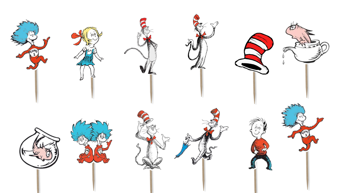 Cat and The Hat Cupcake Toppers