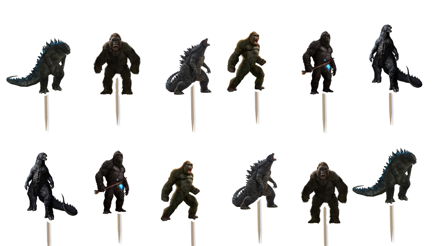 Godzilla and King Kong Cupcake Toppers