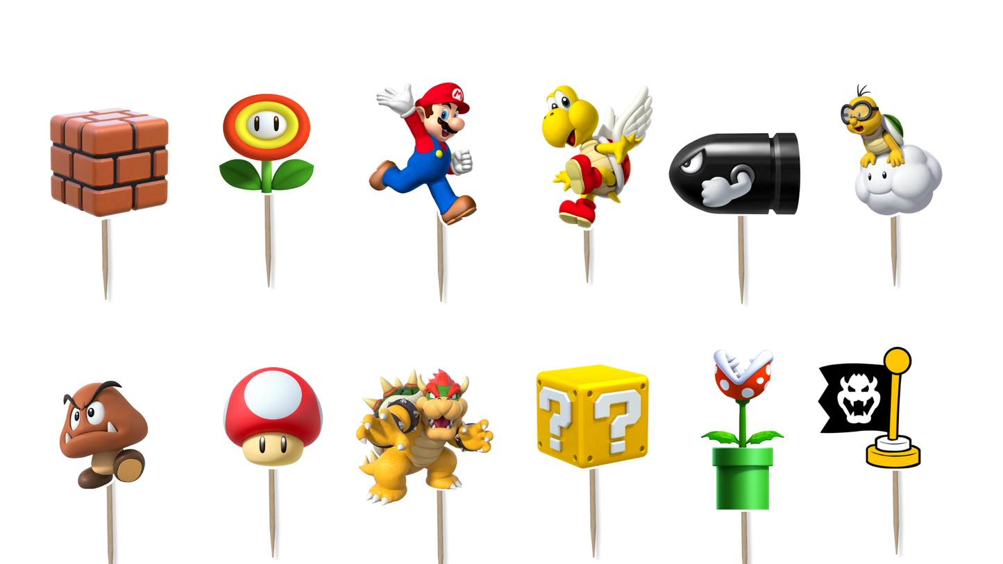 Mario World Cupcake Toppers