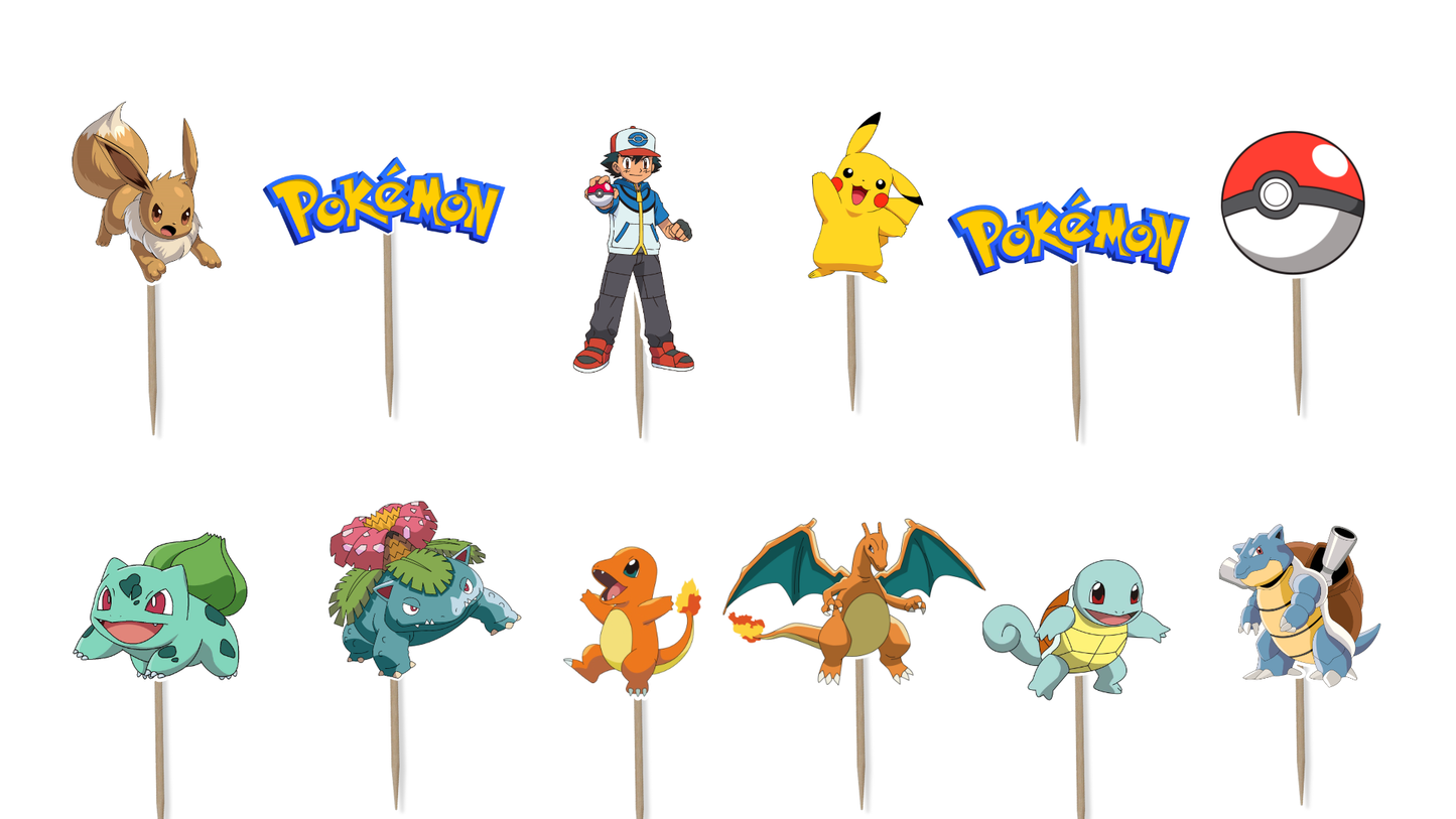 Pokemon & Ash Cupcake Toppers