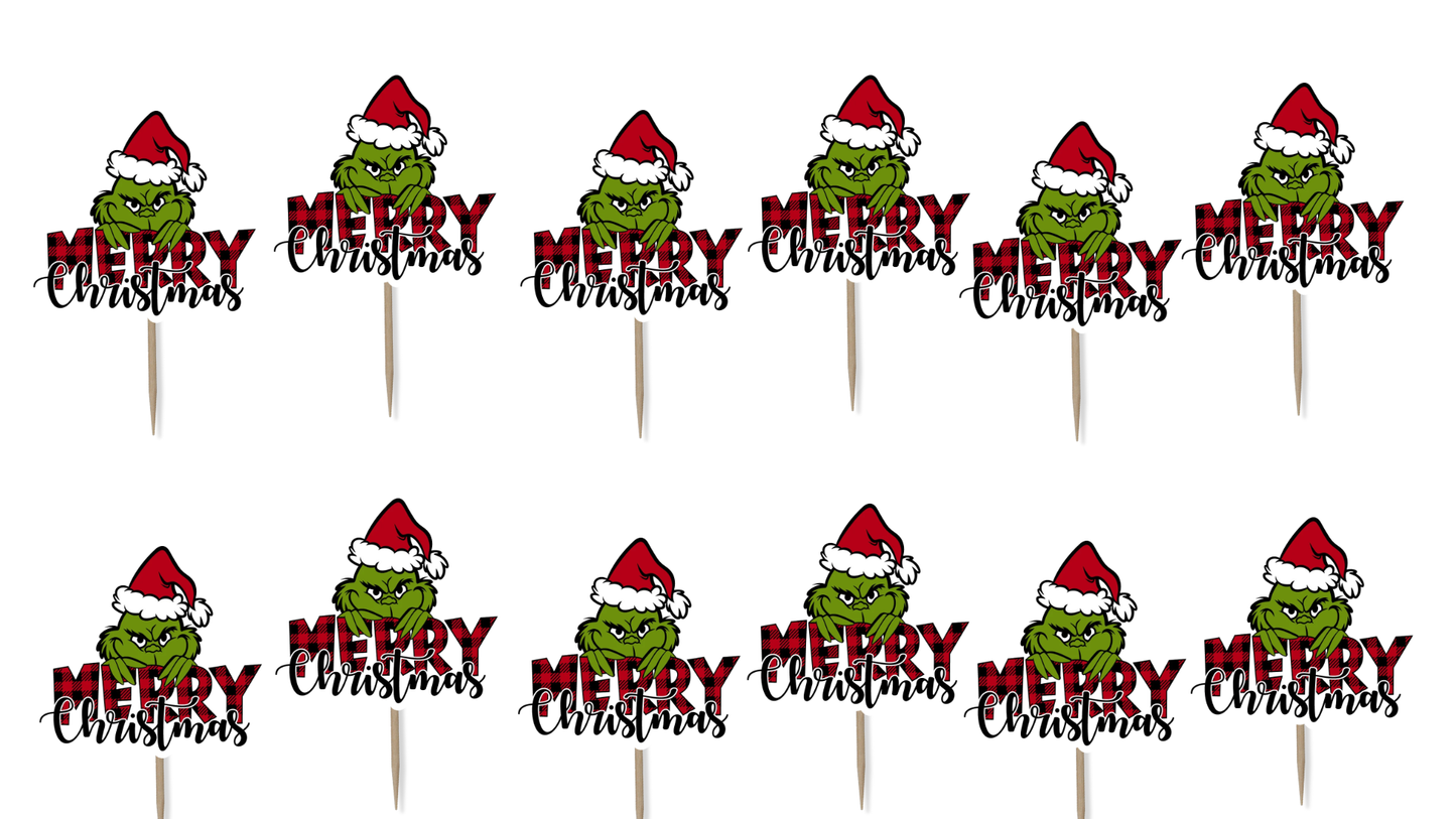 Grinch Cupcake Toppers