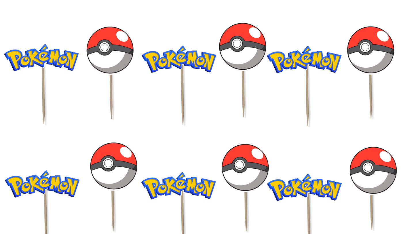 Pokemon Ball Cupcake Toppers