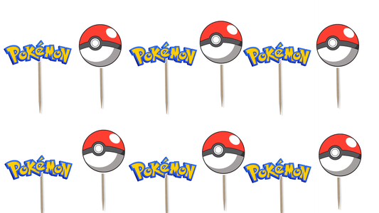 Pokemon Ball Cupcake Toppers
