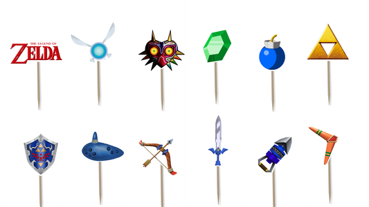 The Legend of Zelda Items Cupcake Toppers